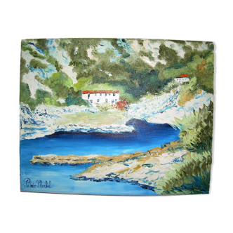 Oil on canvas by Patrice Skrabal Calanque de Morgiou