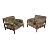 Pair of Brazilian rosewood armchairs, 70s