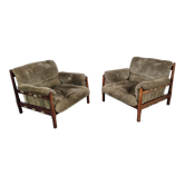 Pair of Brazilian rosewood armchairs, 70s
