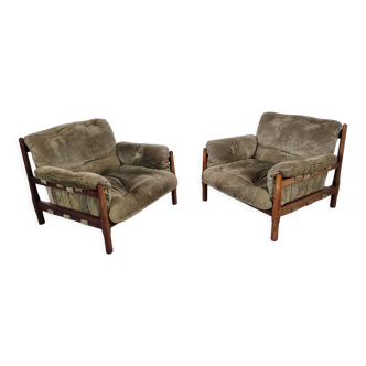 Pair of Brazilian rosewood armchairs, 70s