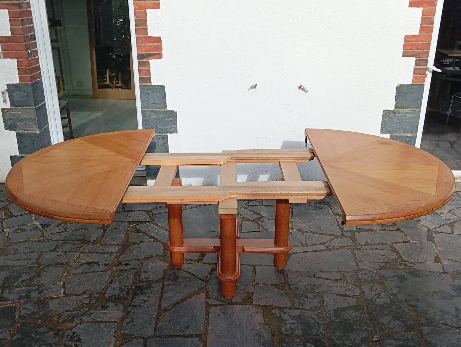 Large oak table by Guillerme & Chambron