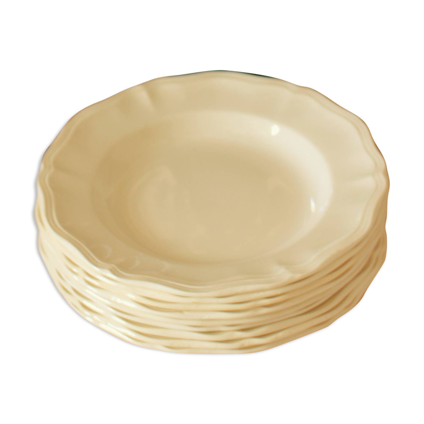Lot 10 hollow plates Digoin Sarreguemines Faïence hatch