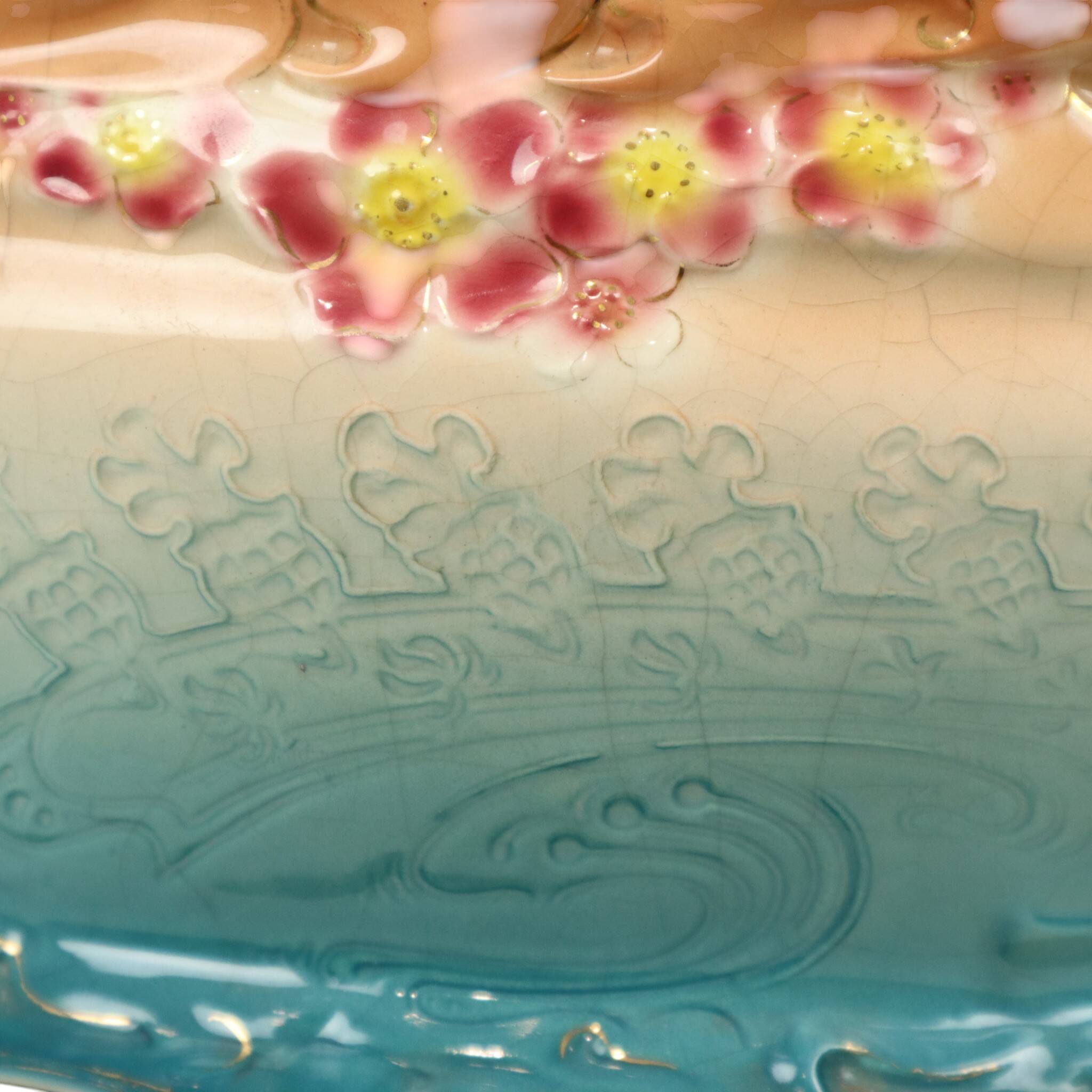 Art Nouveau Bloempot Jardinière Majolica Gustave De Bruyn