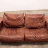 Vintage sofa gognac color model budapest design by paola navone by baxter.