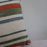 Striped linen cushion