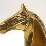 Vintage Brass Horse Head Bookends Pair – French Cast Brass Equestrian Decor