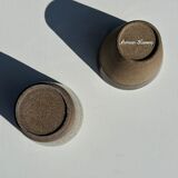 Set of 2 cups in Indonesian ceramic (brown & speckled glazed matte)