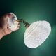 Vintage Clichy glass wall lamp with white shade