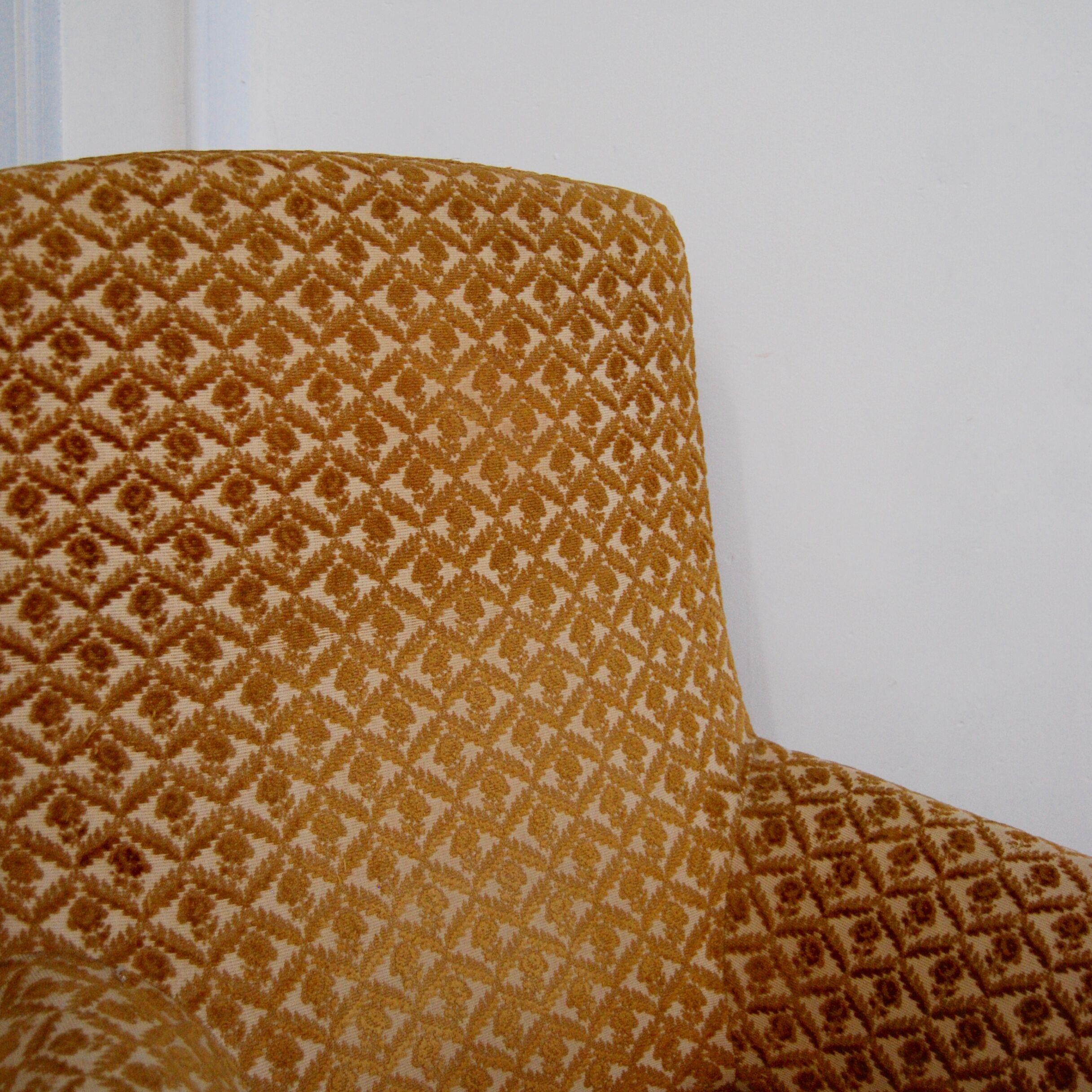 Armchair studded velvet damask vintage English