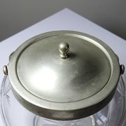 Pot/bowl with a bubble design, antique engraved crystal from Bohemia and silver-plated metal, 1920-1940.
