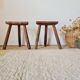 Pair of tripod wooden stools - brutalist look