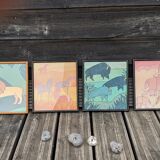 Set of 4 vintage frames ~ 70 for jungle decoration