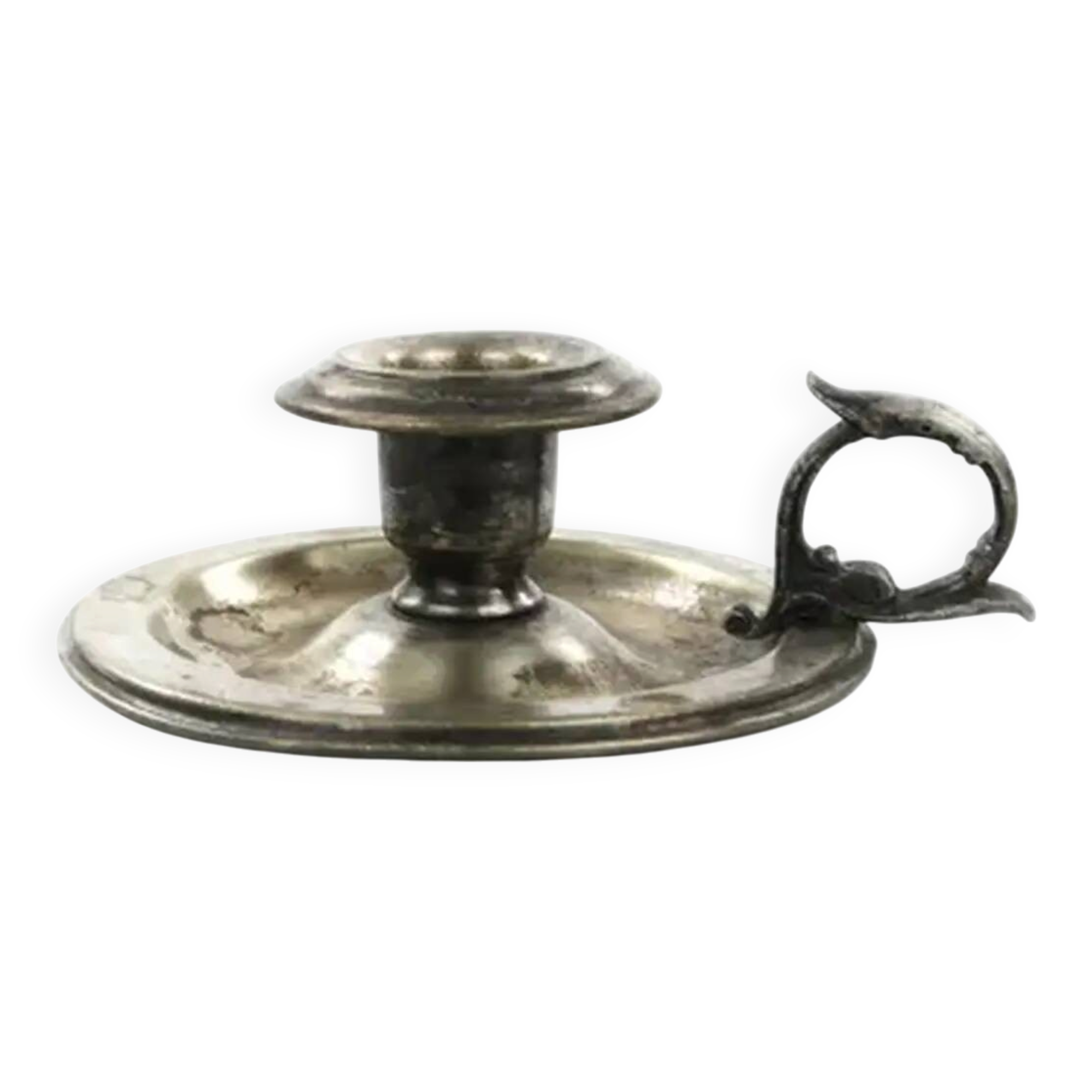 Eclectic chamberstick, silver-plated brass, Poland, early 20th century