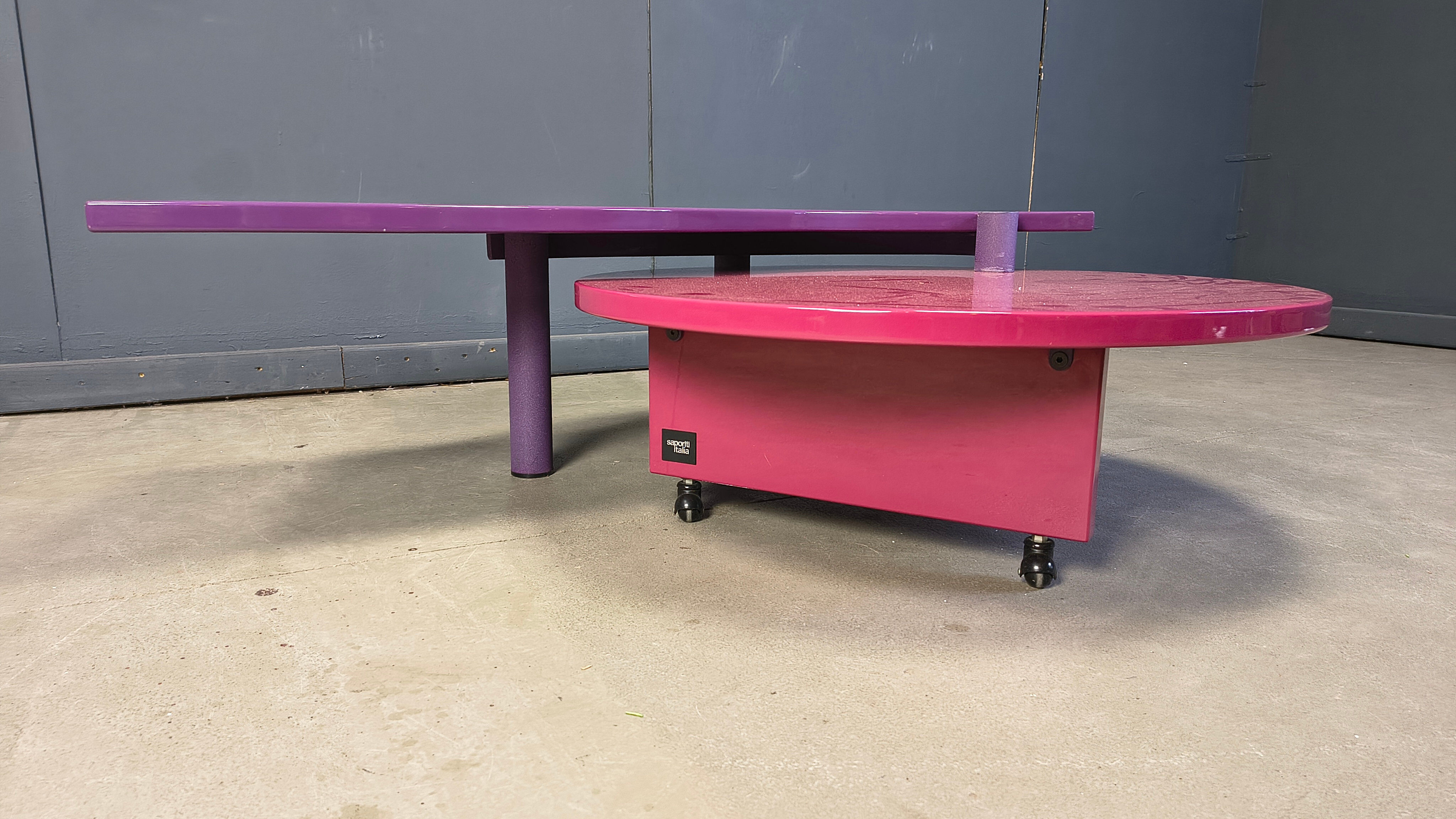 Table basse en bois de burl rotatif de Maurizio Salvato pour Saporiti Italia, années 1980.