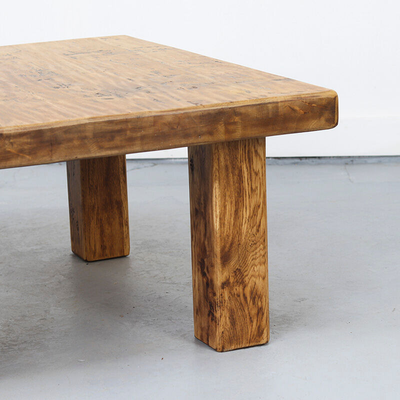Vintage Rustic Brutalist Coffee Table