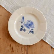 Vintage ironstone plate from Digoin – Blue rose pattern