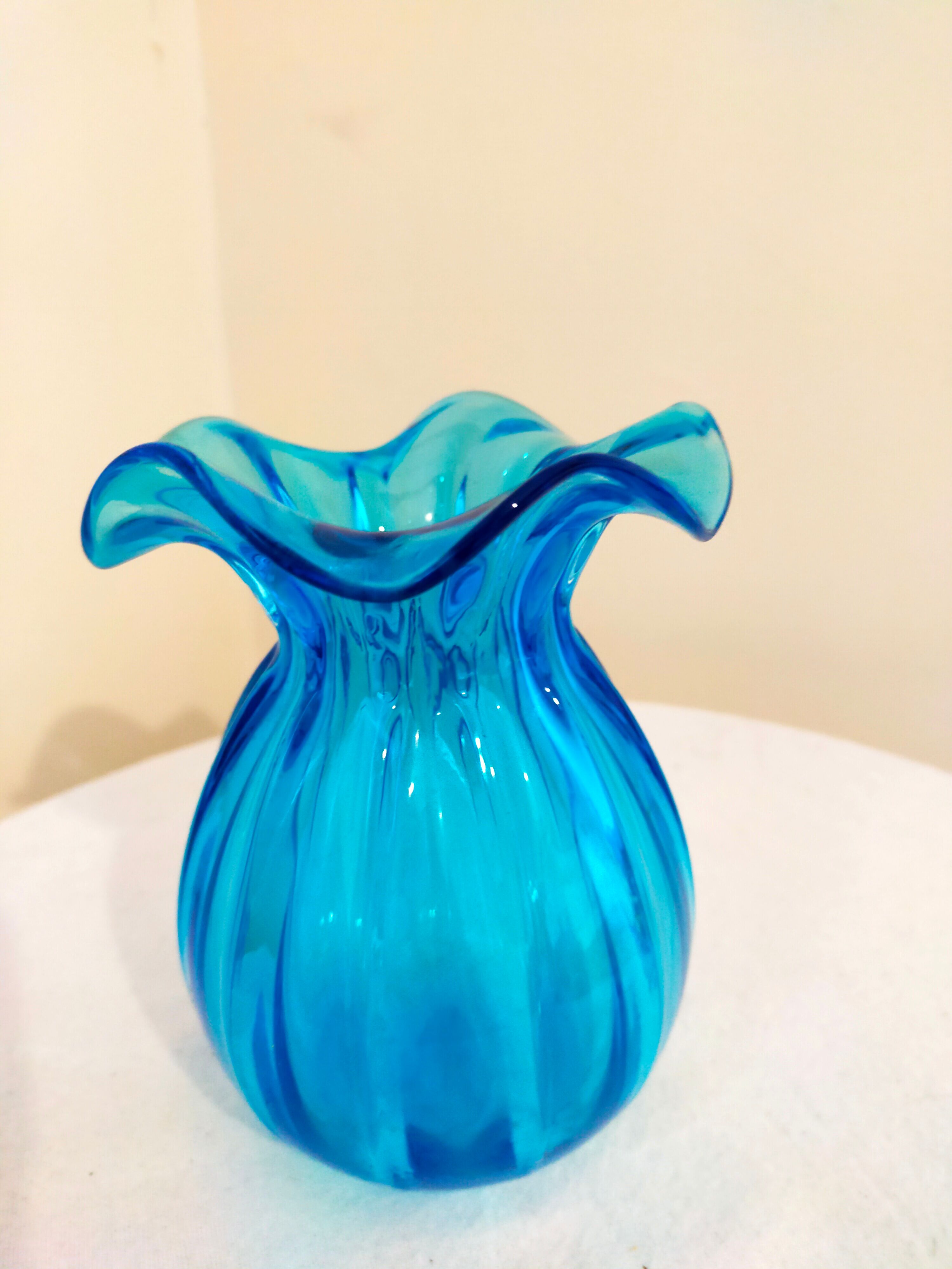 Blue blown glass vase