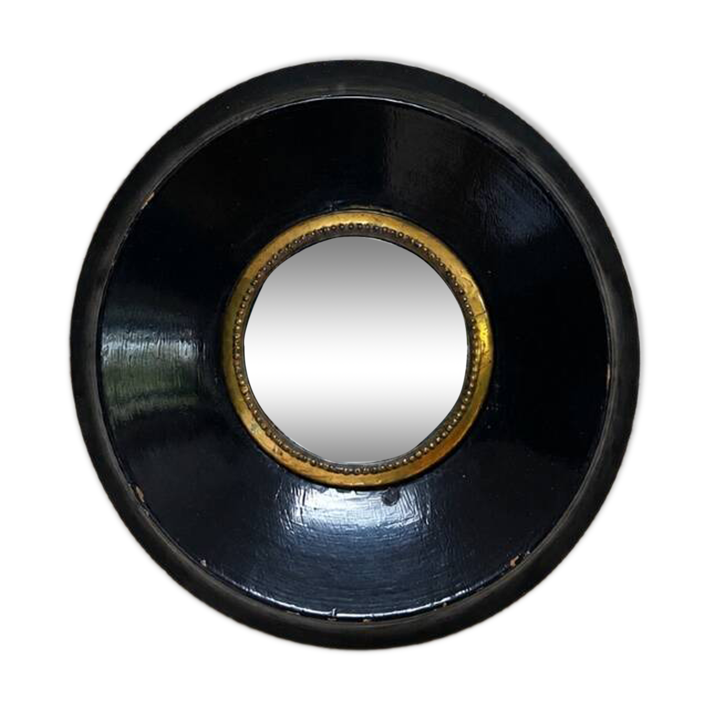 Pair of witch mirrors Napoleon III, 12cm, antique glass, curiosity, antique, black