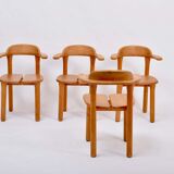 Set of four modern mid-century Scandinavian rustic dining chairs