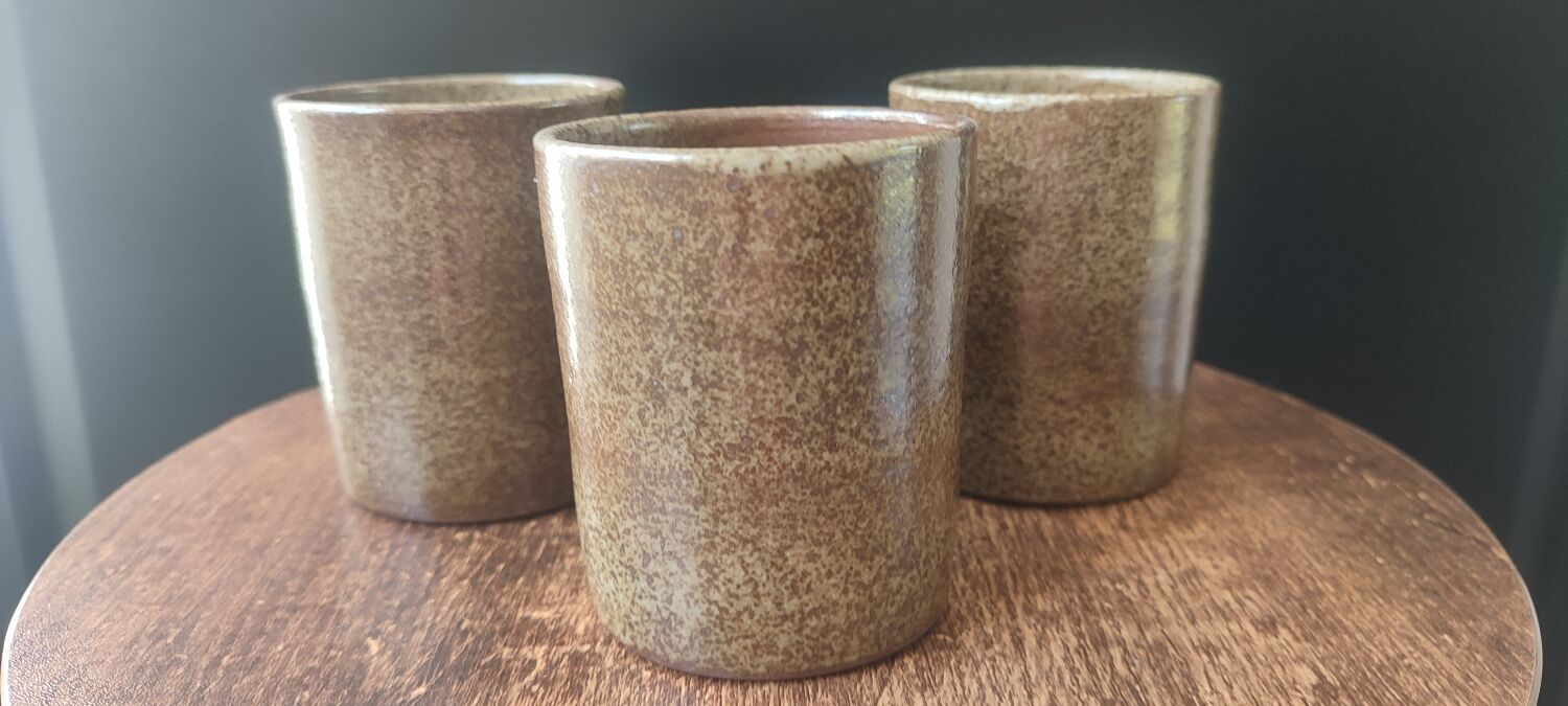 Ceramic workshop service in stoneware signed by karoly balogh.