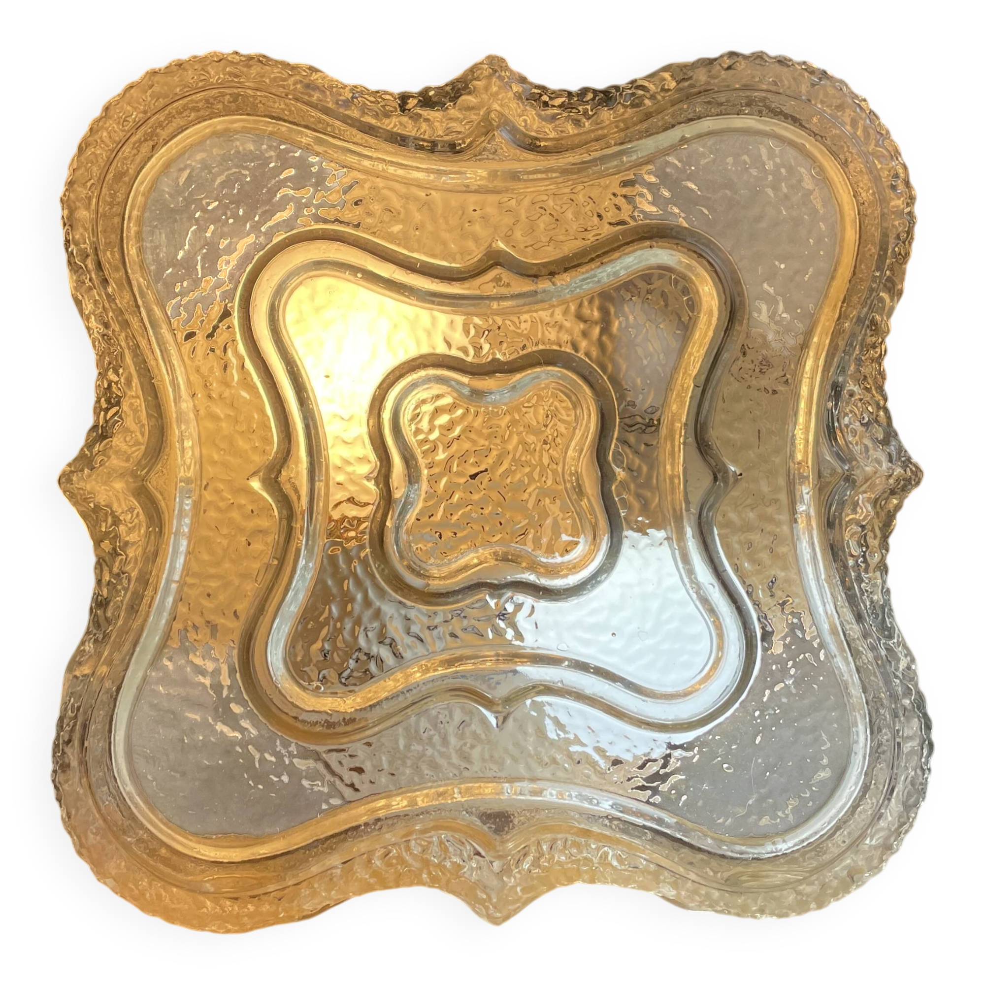 Square glass flush mounted ceiling or wall lamp