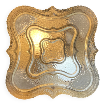 Square glass flush mounted ceiling or wall lamp