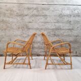Pair of vintage bamboo armchairs