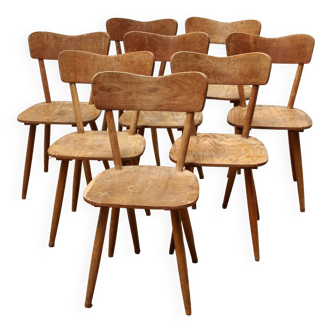 Suite de 8 chaises vintages, Baumann