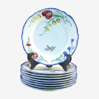 Emile Bourgeois paris 9 plates in faiences floral pattern