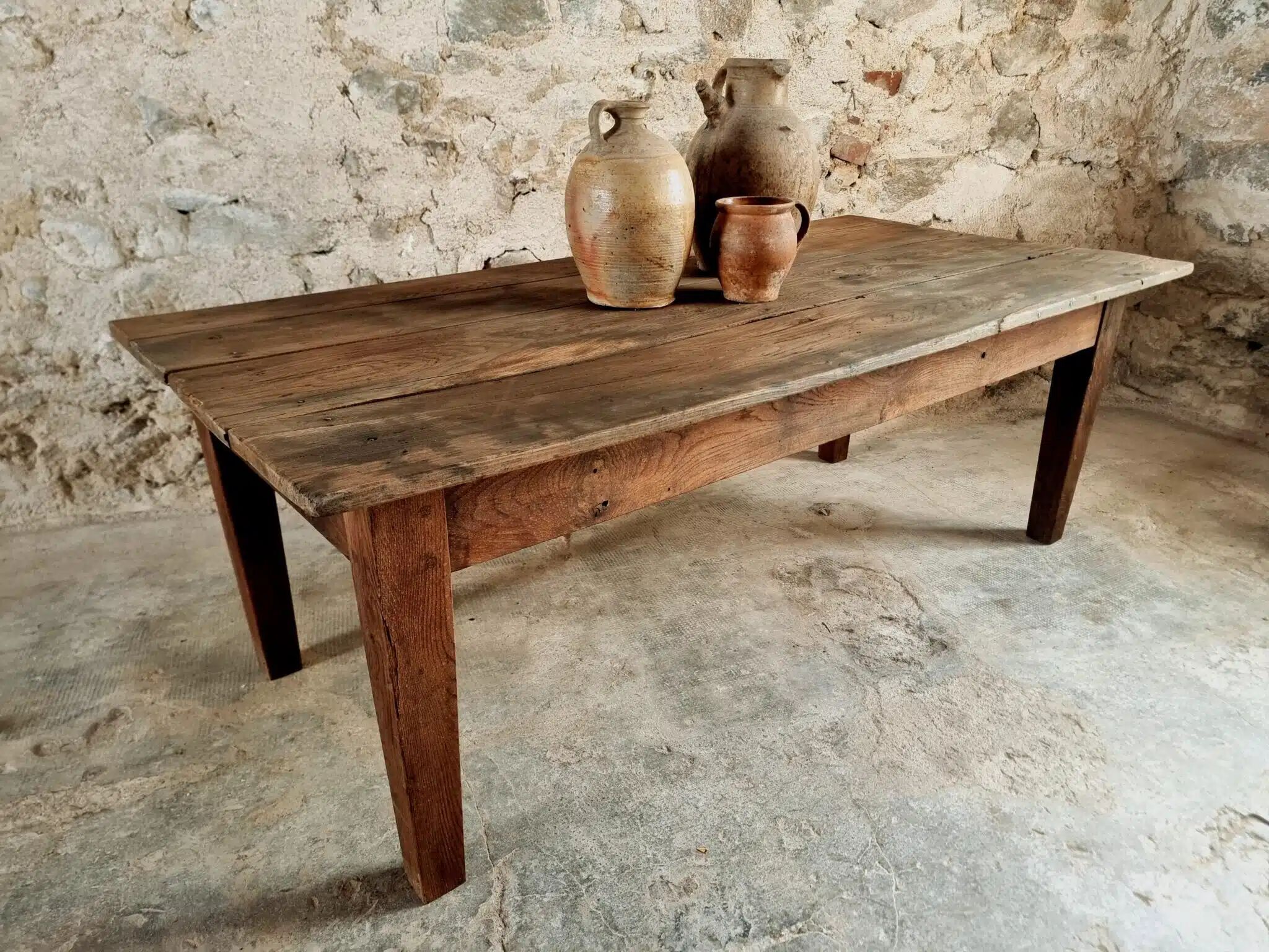 Antique French coffee table – chestnut wood – early 19th century – 82×168×60 cm