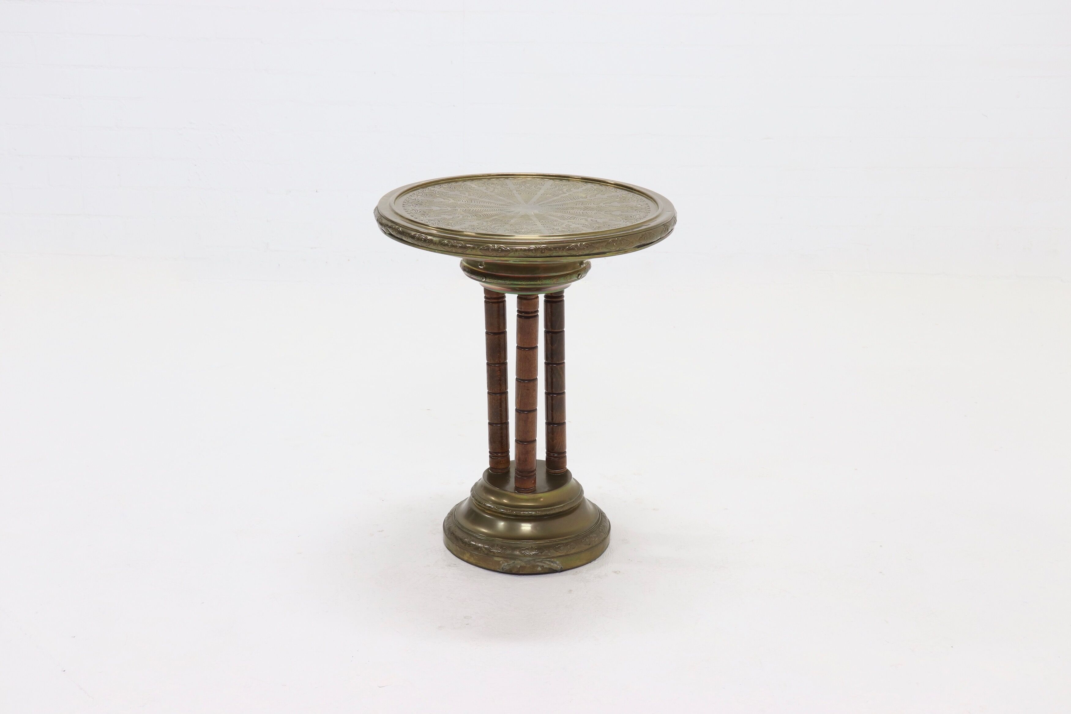KMD Daalderop Brass and Oak Side Table 1930s