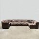 Vintage design modular lounge sofa brown leather