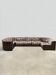 Canapé de salon modulable design vintage en cuir marron