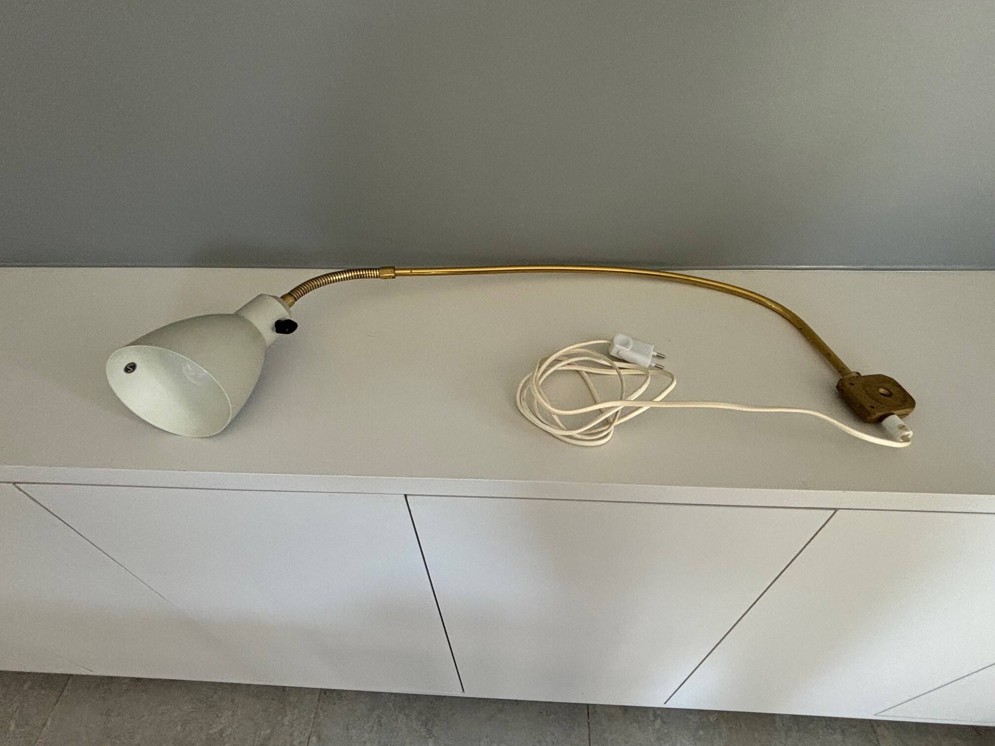 articulated brass wall light - Sweden 1960s