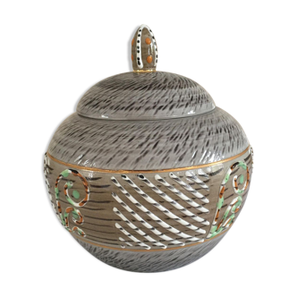 Waillault 1960 speckled stoneware sugar bowl Made in France