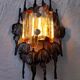 Brutalist glass and iron wall lamp from the 60s