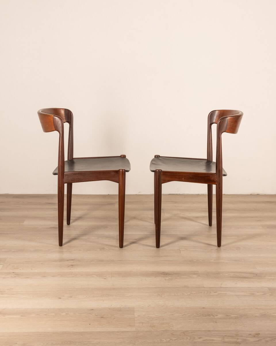 Pair of vintage 50's teak chairs designed by hovmand olsen