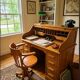Swivel office chair in curved wood, 1950s