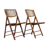 Vintage Bamboo and Rattan Folding Chairs, 1970s, Set of 2