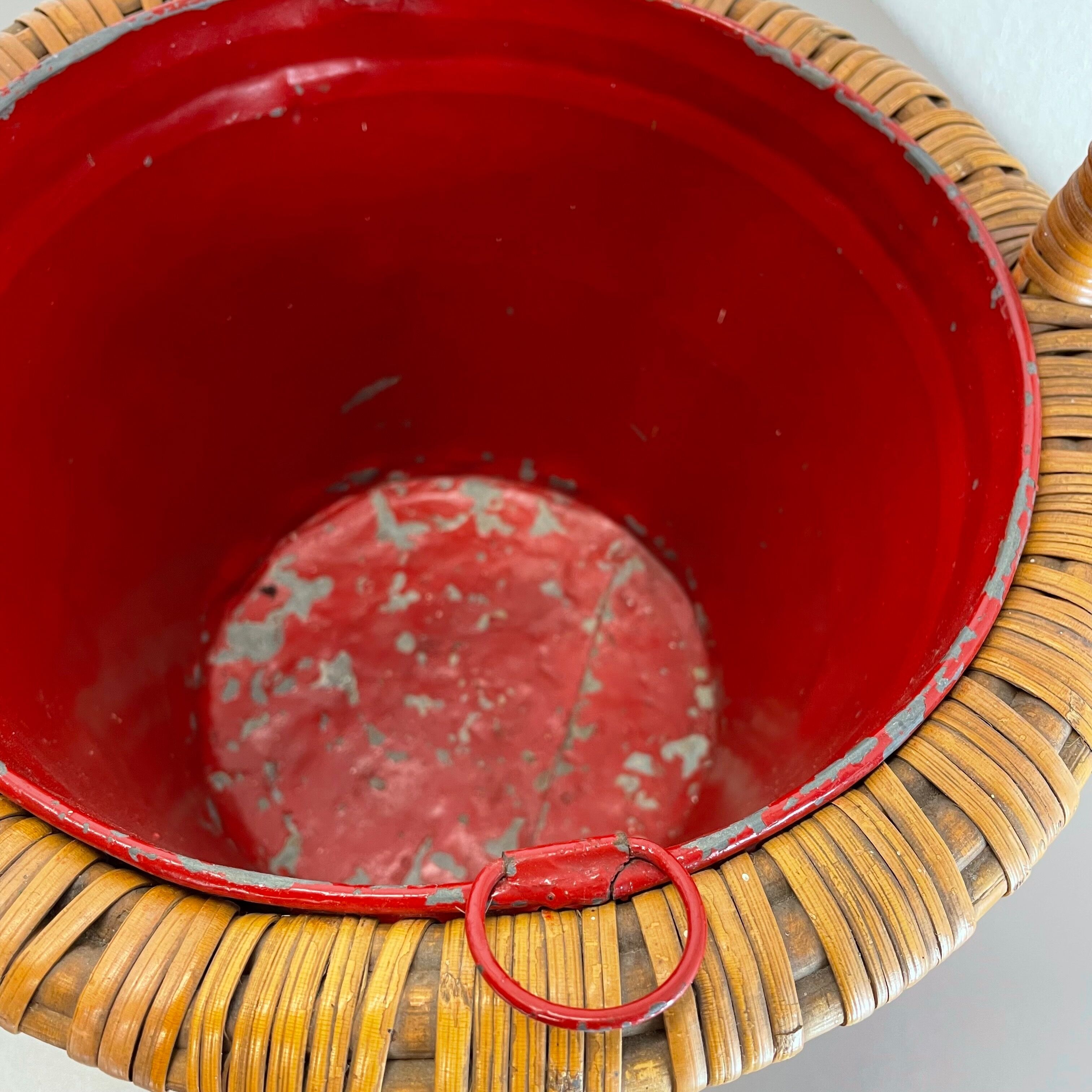 Minimalistic Bamboo Metal Planter Plant Stand Matégot Style, France, 1960s