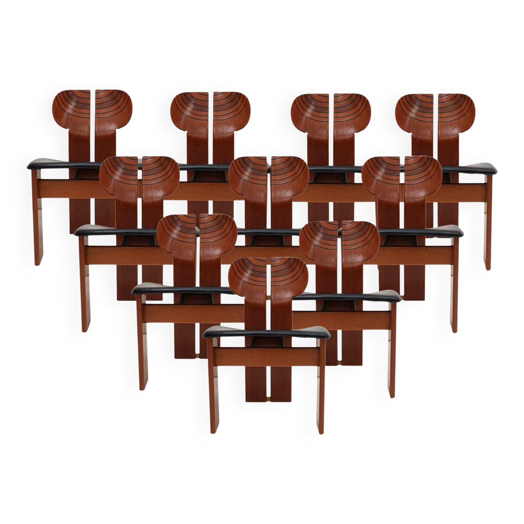 Original Africa Italian Dining Chairs Designed by Afra & Tobia Scarpa Maxalto