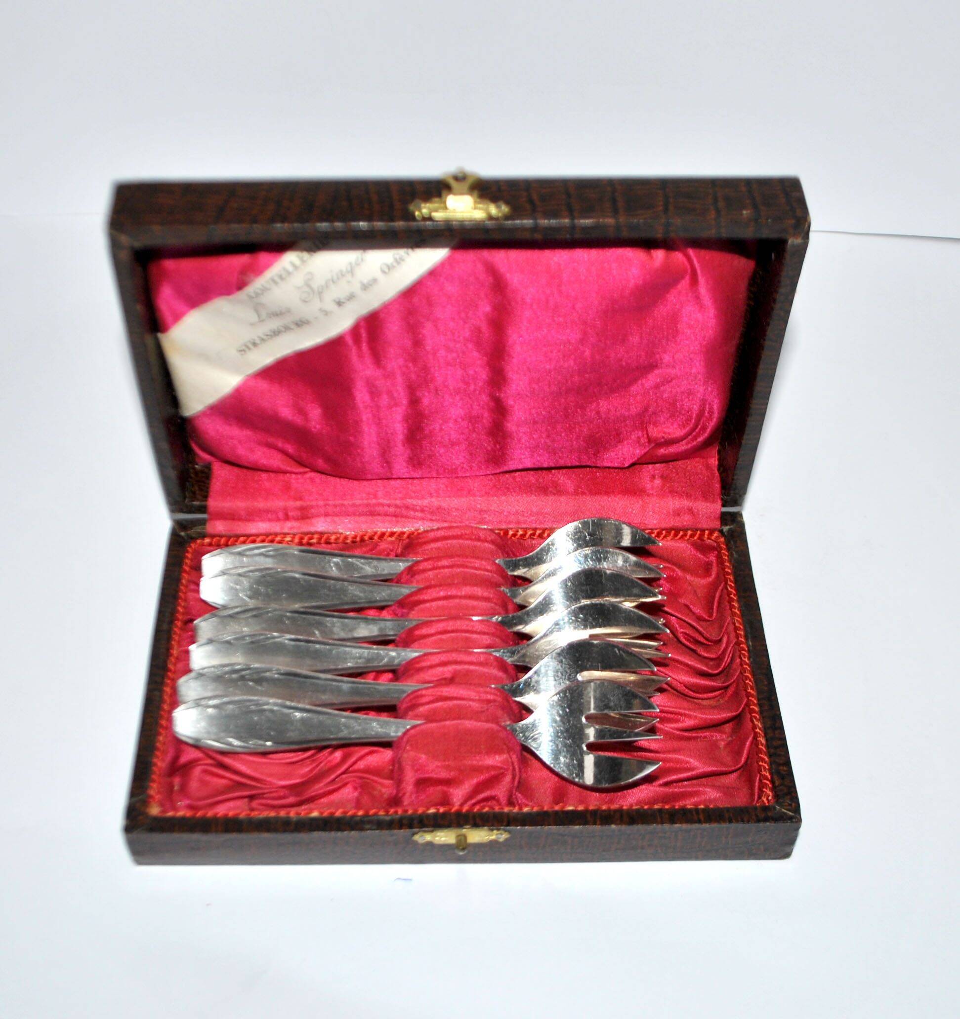 Gulden set of 6 art deco dessert forks in silver-plated metal 13 cm alsace