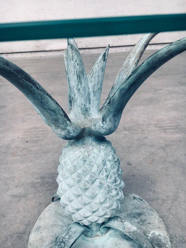 Hollywood Regency Style Brass Patinated Pineapple Side Tables, France, 1970s, Set of 2