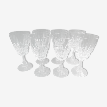 Set of 7 large old crystal water glass glasses
