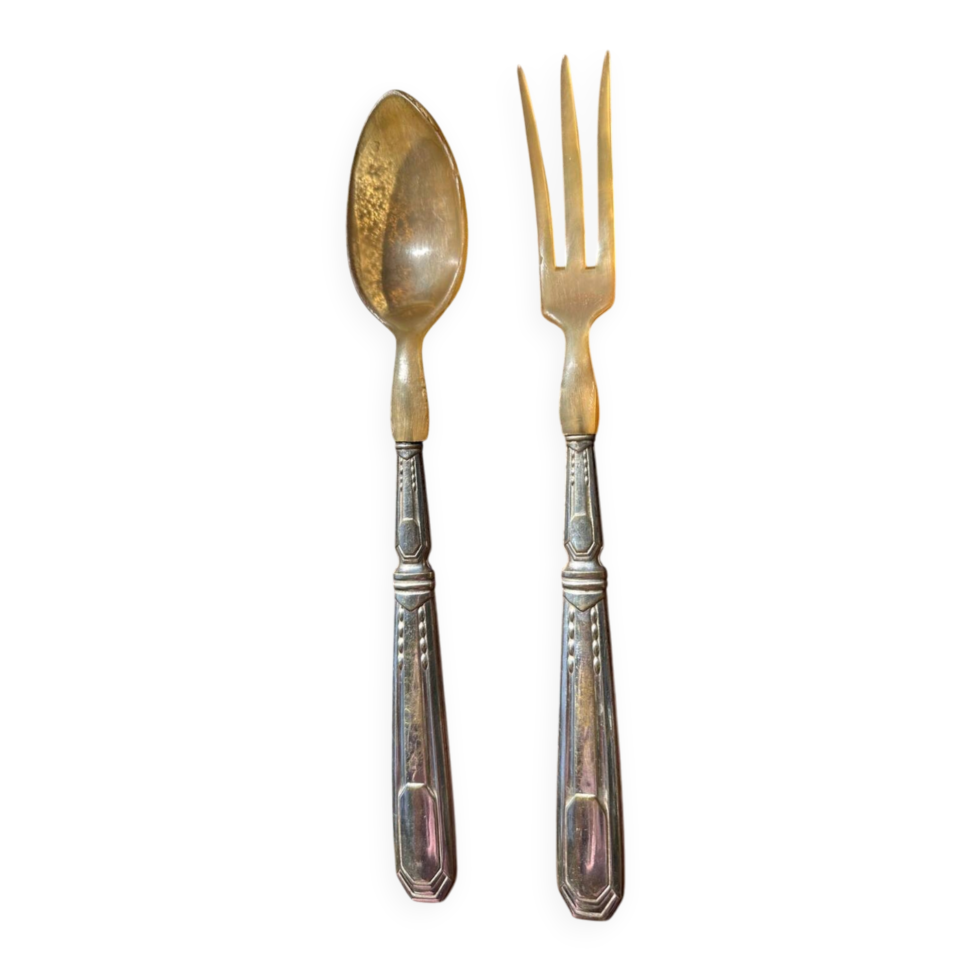 Antique Art Deco Salad Cutlery - Silver-Plated Handles