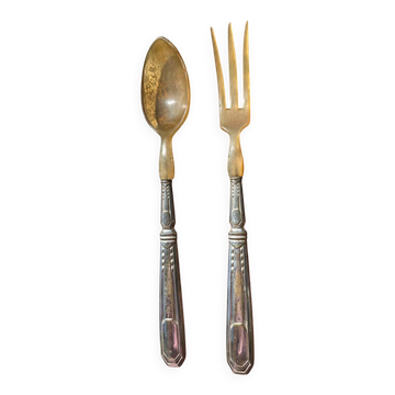 Antique Art Deco Salad Cutlery - Silver-Plated Handles