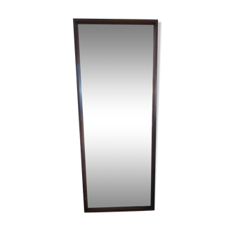 Vintage rosewood rectangular mirror, Denmark 1960 35x90cm