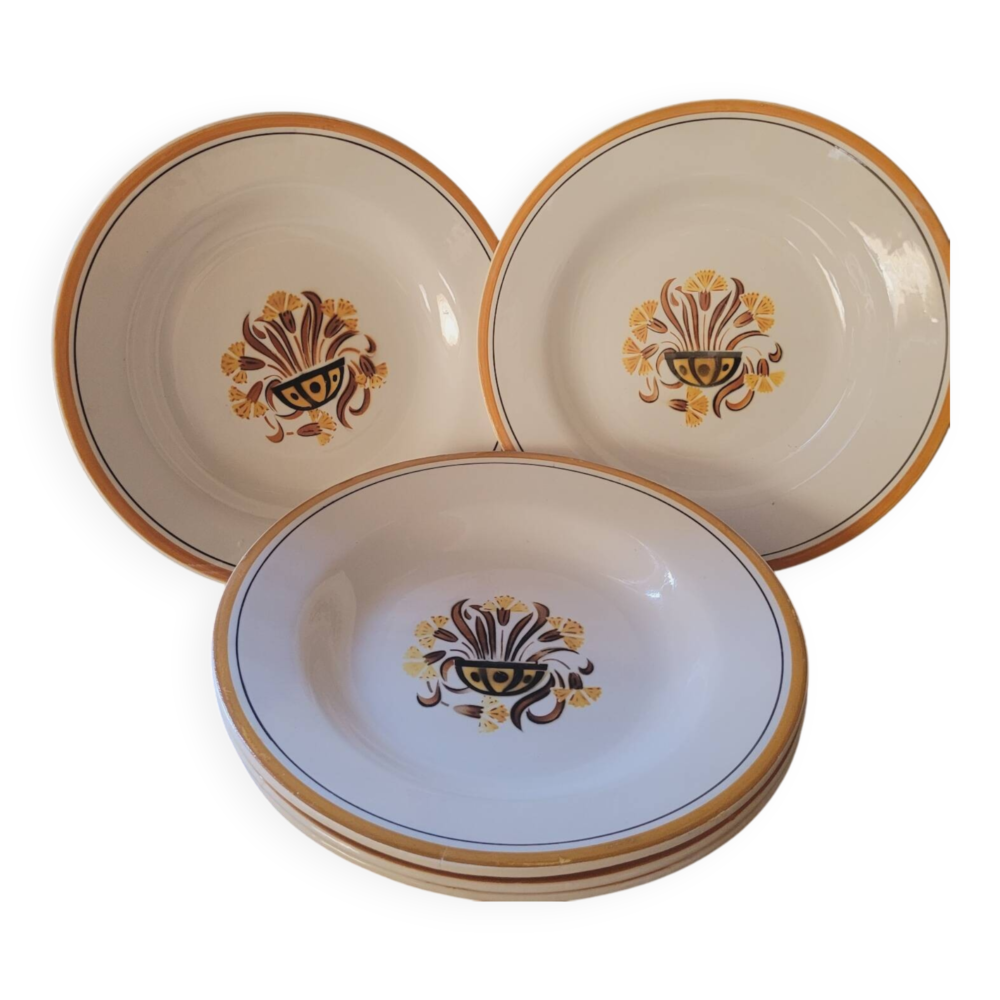Creil and Montereau Art Deco soup plates