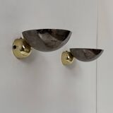 Pair of vintage wall lights, chrome and brass, Italy, 1980