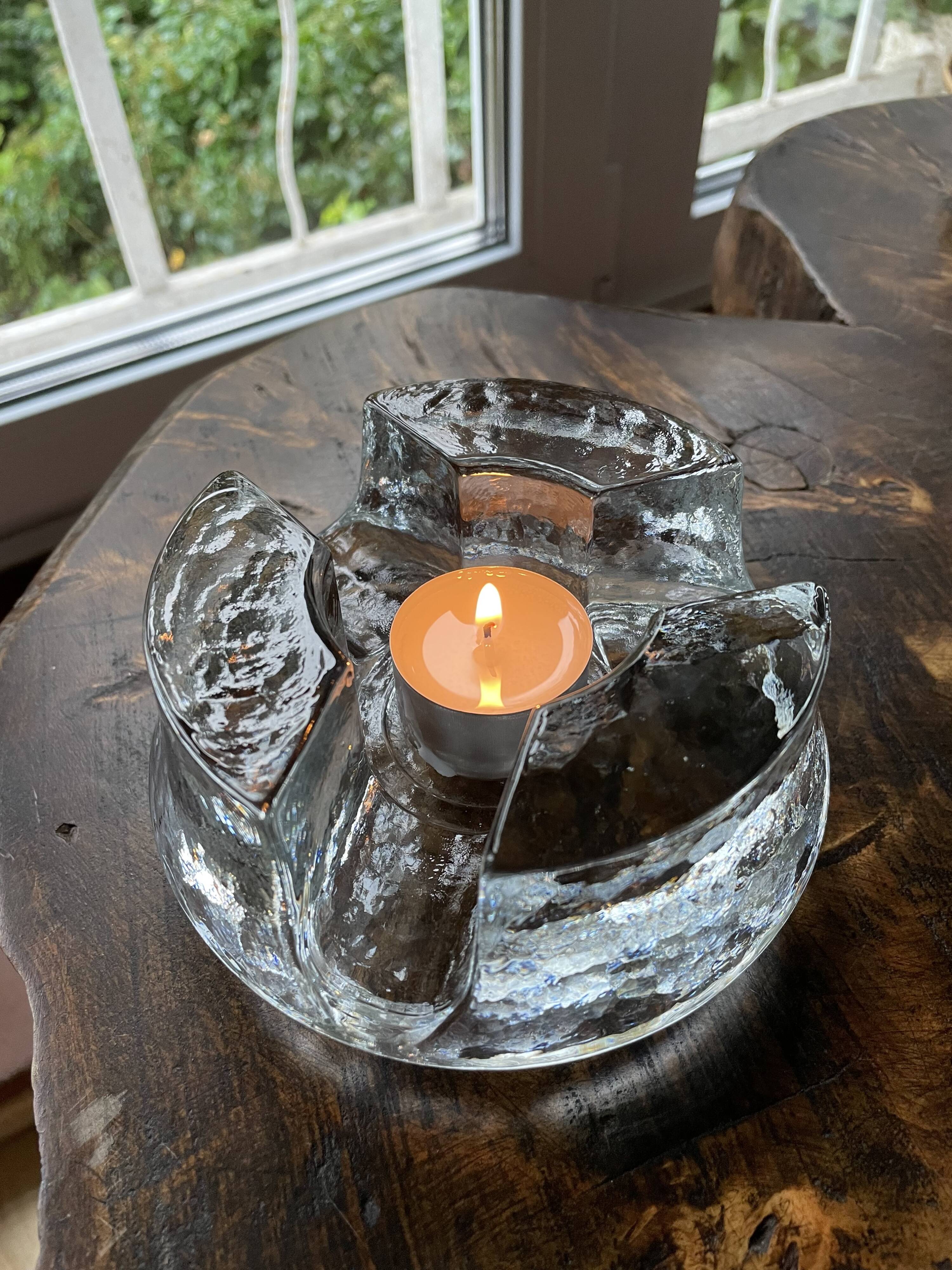 Bougeoir en cristal de verre lourd, chauffe-assiette